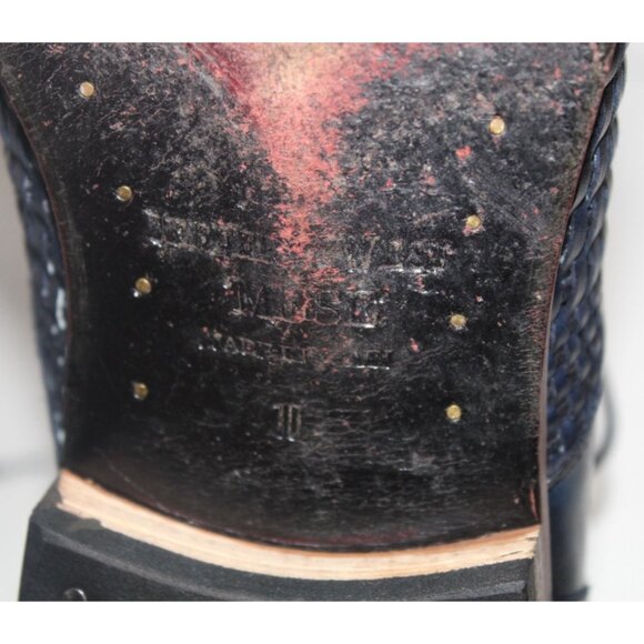 Jeffrey West Shoes Mens US 10 Muse Blue Leather Weave Almond Toe Spain VGC - Picture 8 of 14